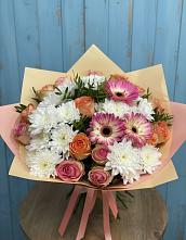Букет цветов из:  Розы, Герберы и Хризантемы в Ипатово