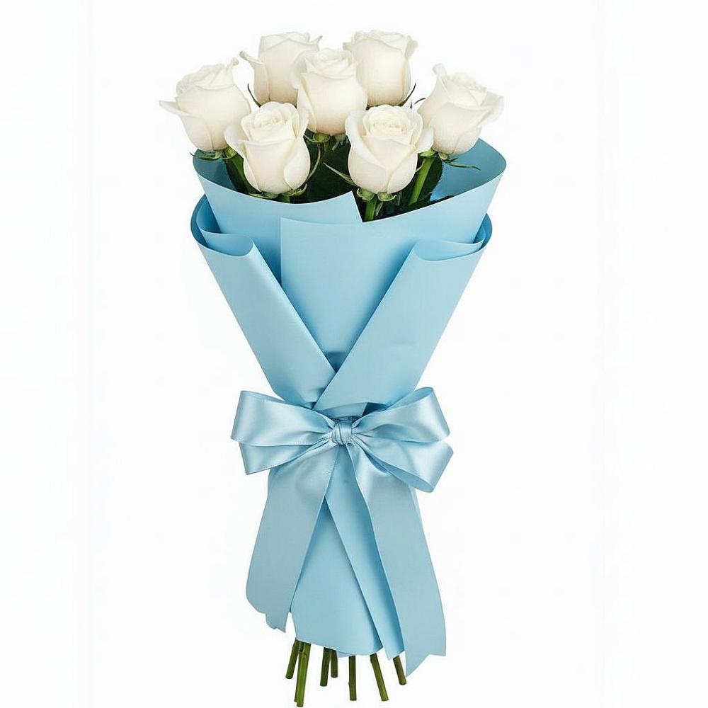 Букет 7 белых роз Проуд в Ипатово
