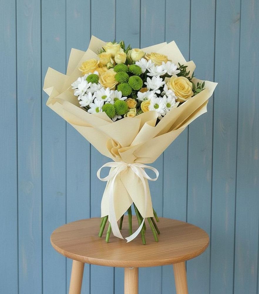 Букет цветов из: Хризантемы и Розы в Ипатово