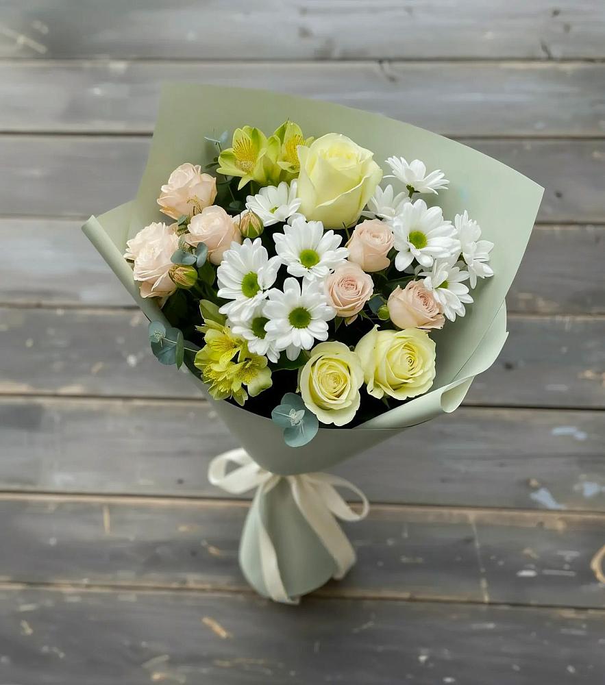 Букет цветов из: Альстромерии, Розы и Хризантемы в Ипатово