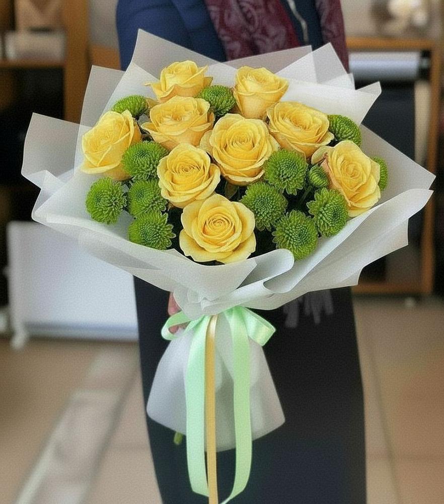 Букет цветов из: Хризантемы и Розы в Ипатово