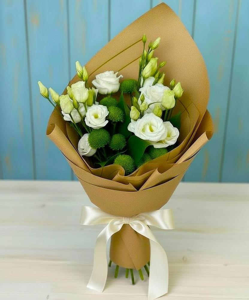 Букет цветов из: Хризантемы и Лизиантусы в Ипатово