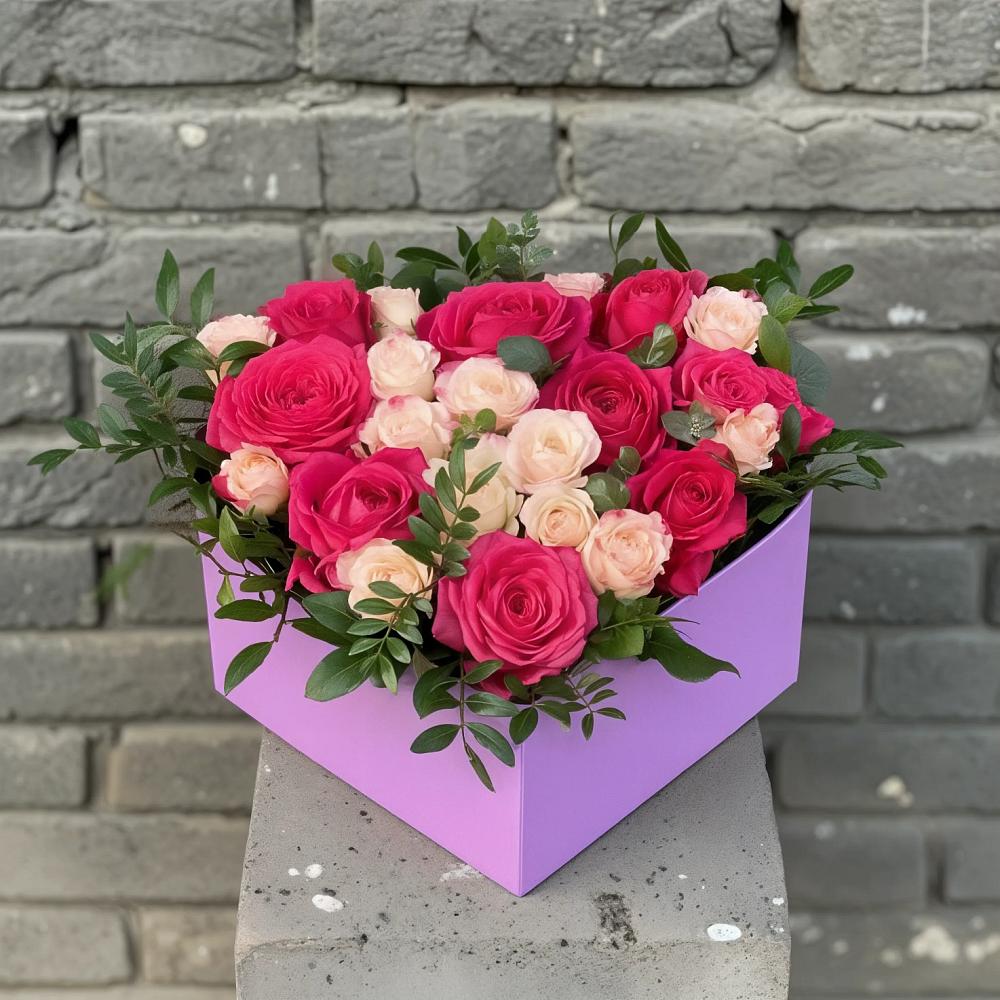 Цветочная композиция из Розы в коробке в Ипатово