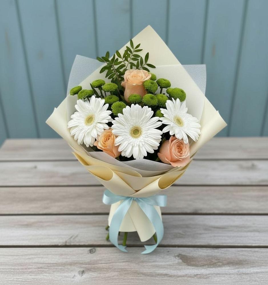 Букет цветов из: Герберы, Розы и Хризантемы в Ипатово