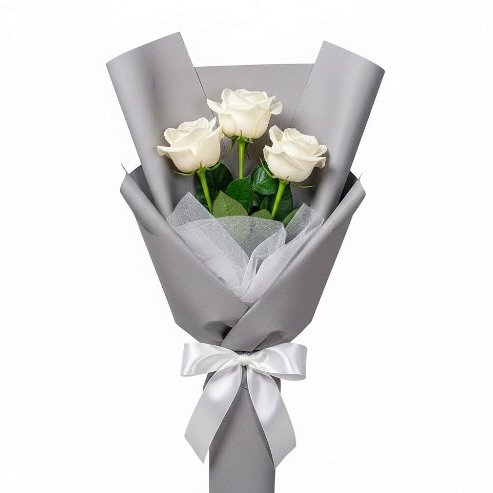Букет 3 белые розы в Ипатово