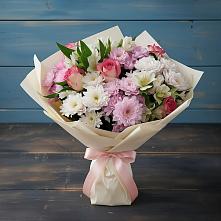 Букет цветов из:  Хризантемы, Альстромерии и Розы в Ипатово