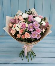 Букет цветов из:  Хризантемы, Розы и Альстромерии в Ипатово