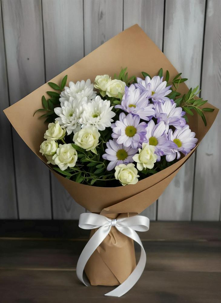 Букет цветов из: Хризантемы и Розы в Ипатово
